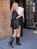 Bella Thorne Cleavage in Sheer Dress Out in New York