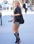 Bella Thorne Cleavage in Sheer Dress Out in New York