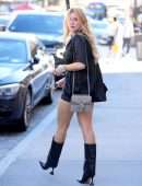 Bella Thorne Cleavage in Sheer Dress Out in New York