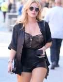 Bella Thorne Cleavage in Sheer Dress Out in New York