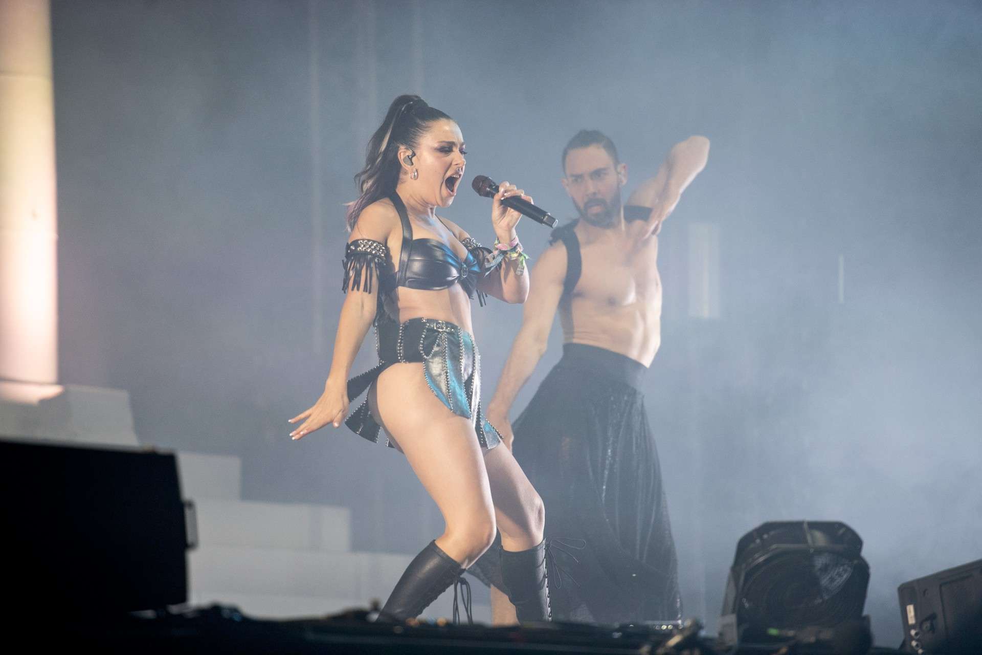 Charli XCX Cleavage OnStage at Glastonbury Music Festival