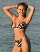 Georgia Harrison Cleavage in Bikini on the Beach in Mexico