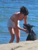 Kendall Jenner Cleavage in Bikini at the Beach in Malibu