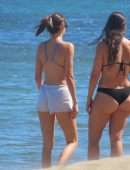 Kendall Jenner Cleavage in Bikini at the Beach in Malibu