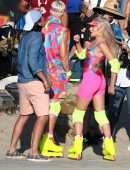 Margot Robbie Booty in Tights, on “Barbie” Movie Set in Los Angeles