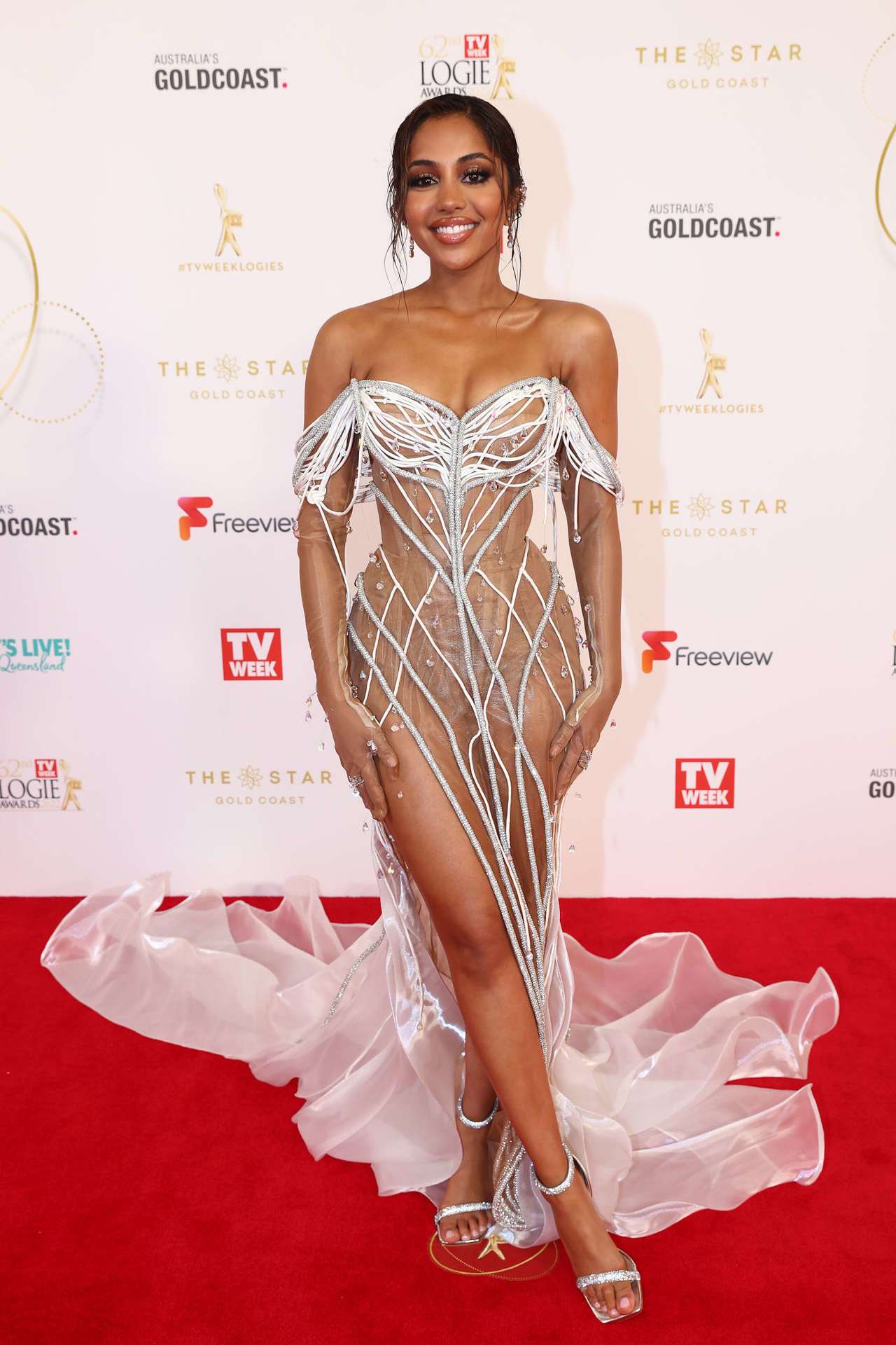 Maria Thattil in See-Through Dress at 62nd TV Week Logie Awards in Gold Coast