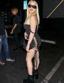 Tana Mongeau in a Black Dress at Nightingale Club in Los Angeles