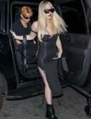 Tana Mongeau in a Black Dress at Nightingale Club in Los Angeles