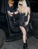 Tana Mongeau in a Black Dress at Nightingale Club in Los Angeles