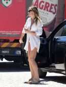 Abbey Clancy Leggy, in Shirt and Thong Out in Faro, Portugal
