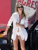 Abbey Clancy Leggy, in Shirt and Thong Out in Faro, Portugal