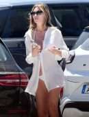 Abbey Clancy Leggy, in Shirt and Thong Out in Faro, Portugal
