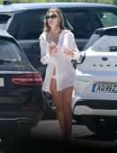 Abbey Clancy Leggy, in Shirt and Thong Out in Faro, Portugal