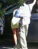 Addison Rae Leggy, in Yellow Mini Dress on a Lunch in Beverly Hills