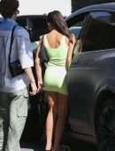 Addison Rae Leggy, in Yellow Mini Dress on a Lunch in Beverly Hills