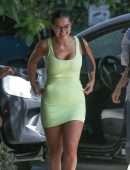 Addison Rae Leggy, in Yellow Mini Dress on a Lunch in Beverly Hills