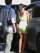 Addison Rae Leggy, in Yellow Mini Dress on a Lunch in Beverly Hills