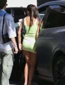 Addison Rae Leggy, in Yellow Mini Dress on a Lunch in Beverly Hills