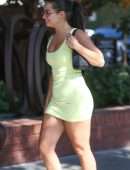 Addison Rae Leggy, in Yellow Mini Dress on a Lunch in Beverly Hills