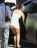 Addison Rae Leggy, in Yellow Mini Dress on a Lunch in Beverly Hills