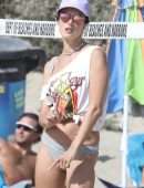 Alessandra Ambrosio Booty in Panties Playing Volleyball on a Beach in Santa Monica