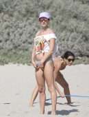 Alessandra Ambrosio Booty in Panties Playing Volleyball on a Beach in Santa Monica