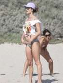 Alessandra Ambrosio Booty in Panties Playing Volleyball on a Beach in Santa Monica