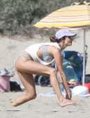 Alessandra Ambrosio Booty in Panties Playing Volleyball on a Beach in Santa Monica