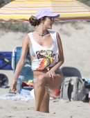 Alessandra Ambrosio Booty in Panties Playing Volleyball on a Beach in Santa Monica