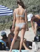 Alessandra Ambrosio Booty in Panties Playing Volleyball on a Beach in Santa Monica