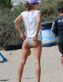 Alessandra Ambrosio Booty in Panties Playing Volleyball on a Beach in Santa Monica