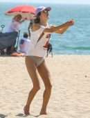 Alessandra Ambrosio Booty in Panties Playing Volleyball on a Beach in Santa Monica