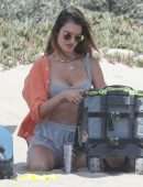 Alessandra Ambrosio Booty in Panties Playing Volleyball on a Beach in Santa Monica
