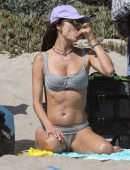 Alessandra Ambrosio Booty in Panties Playing Volleyball on a Beach in Santa Monica