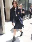 Ana de Armas in School Dress, Outside Bauer Media in London