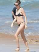 Behati Prinsloo in Black Bikini at the Beach in Maui