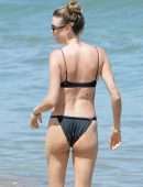 Behati Prinsloo in Black Bikini at the Beach in Maui