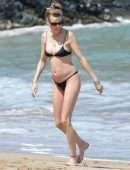 Behati Prinsloo in Black Bikini at the Beach in Maui