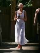 Candice Swanepoel in a White Dress, Seen on a Stroll Through the Trancoso Mainland