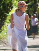 Candice Swanepoel in a White Dress, Seen on a Stroll Through the Trancoso Mainland