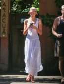 Candice Swanepoel in a White Dress, Seen on a Stroll Through the Trancoso Mainland