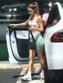 Chantel Jeffries Leggy in Shorts Outside Earthbar in West Hollywood