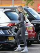 Chloe Sims Leggy in Tights, Steps Out in Grey Gym Gear in Essex
