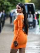 Ciara Booty in Orange Dress at Serpentine Summer Evening Event in London
