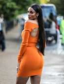 Ciara Booty in Orange Dress at Serpentine Summer Evening Event in London