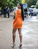 Ciara Booty in Orange Dress at Serpentine Summer Evening Event in London