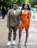 Ciara Booty in Orange Dress at Serpentine Summer Evening Event in London