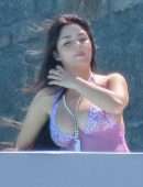 Demi Rose Mawby Cleavage in Sheer Dress at a Photoshoot in Mykonos