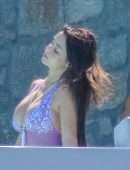Demi Rose Mawby Cleavage in Sheer Dress at a Photoshoot in Mykonos