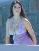 Demi Rose Mawby Cleavage in Sheer Dress at a Photoshoot in Mykonos